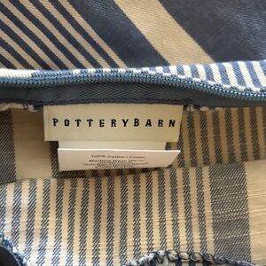 Pottery Barn Blue and Cream Striped Euro Sham EUC x2